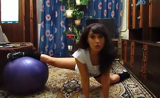 Topless Fitness Goddess Tugs Ball Irresistible Tease