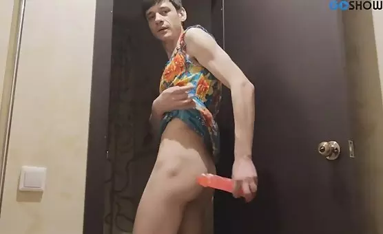 Crossdresser Rides Her Own Dildo
